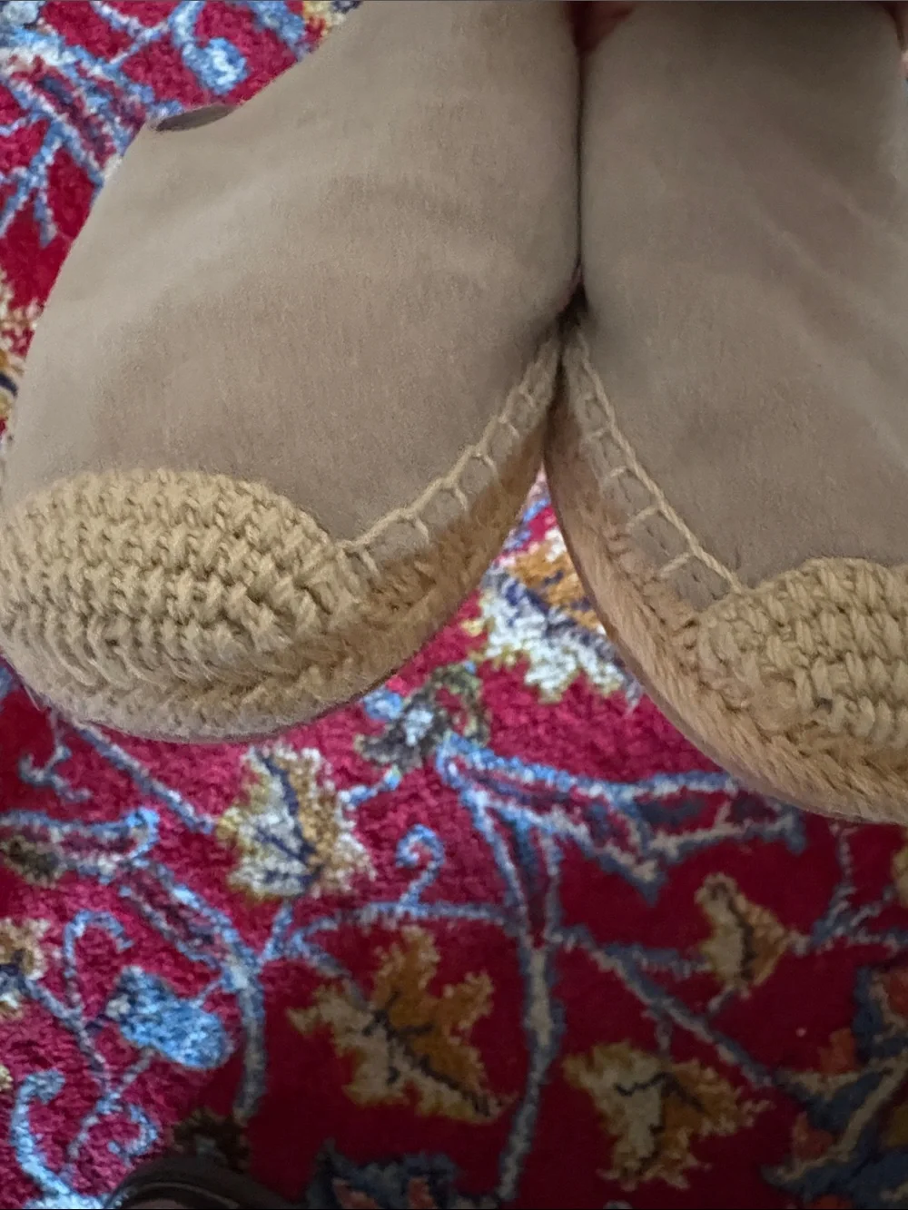 Tory Burch Light Taupe Suede Espadrille Slip-On Mules